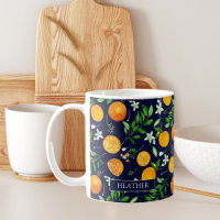 Orange Citrus Summer Floral Botanical Pattern Coff