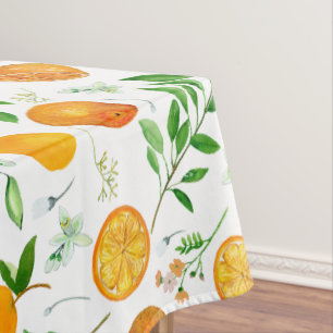 Orange Citrus Summer Floral Botanical Pattern Tablecloth