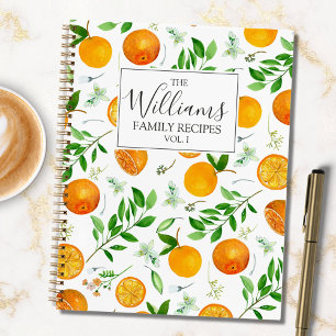 Orange Citrus Summer Floral Botanical Recipe Book