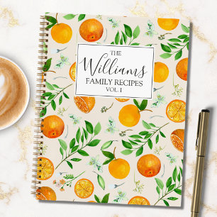 Orange Citrus Summer Floral Botanical Recipe Book