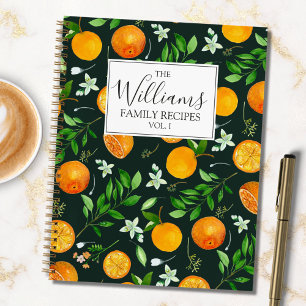 Orange Citrus Summer Floral Botanical Recipe Book