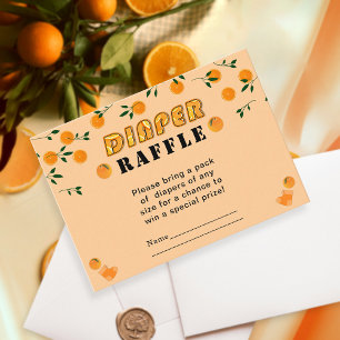 Orange Citrus-Themed Diaper Fun Raffle Baby Shower Enclosure Card