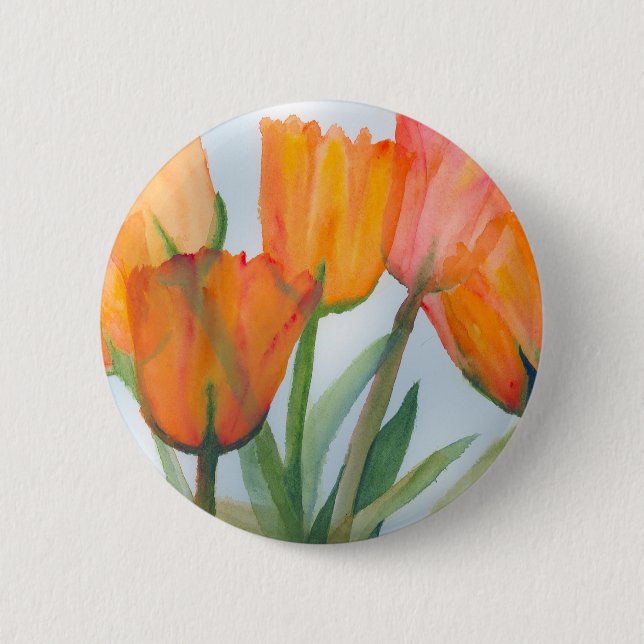 Orange Citrus Tulips 6 Cm Round Badge (Front)