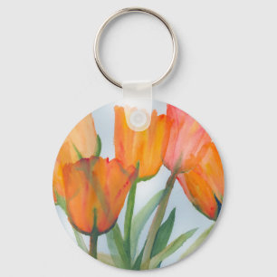 Orange Citrus Tulips Key Ring