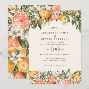 Orange citrus watercolor botanical modern wedding