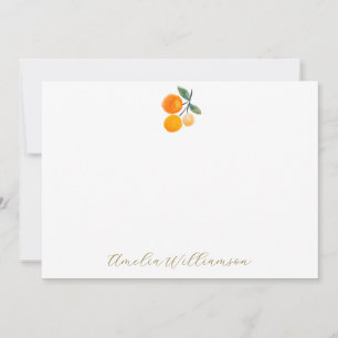 Orange Citrus Watercolor Bridal Shower Custom Thank You Card