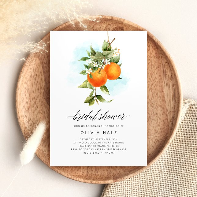 Orange Citrus Watercolor Bridal Shower Invitation (Creator Uploaded)