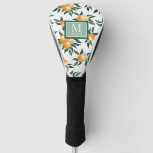 Orange Citrus Watercolor Monogram Golf Head Cover