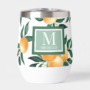 Orange Citrus Watercolor Monogram Name