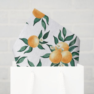 Orange Citrus Watercolor Tropical Botanical Fruit Tissue Paper