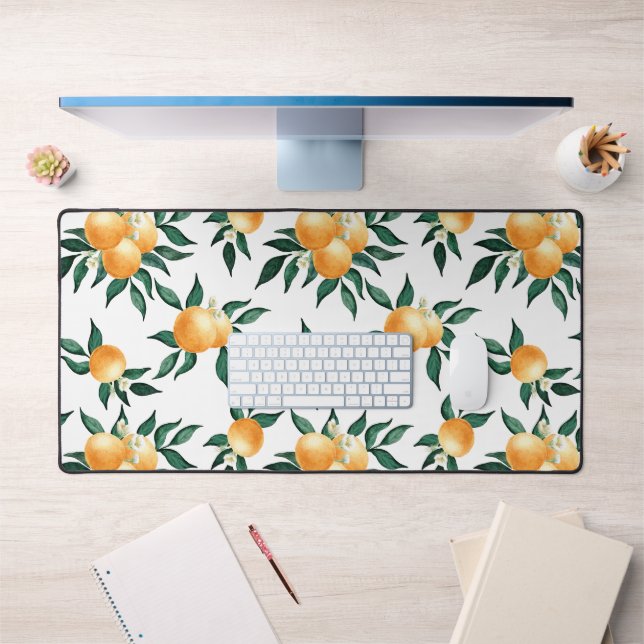 Orange Citrus Watercolor Tropical Fruit Botanical Desk Mat (Office 1)