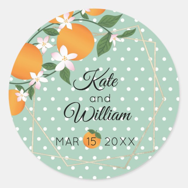 Orange Citrus Wedding Label (Front)