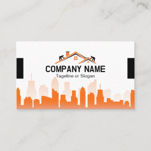 Orange Cityscape Home Builder Business Card