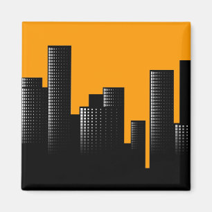 orange cityscape magnet
