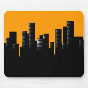 orange cityscape mouse pad