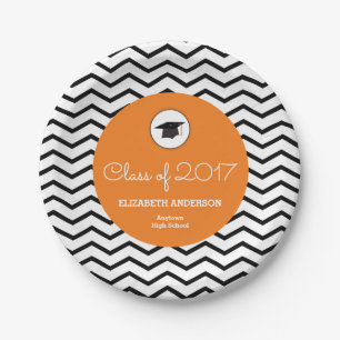 Orange Class of 2017 Personalised Graduation Paper Plate