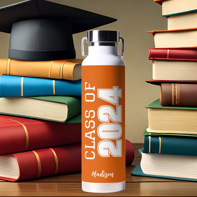 Orange Class of 2024 Personalised Graduation Water Bottle (Creator Uploaded)
