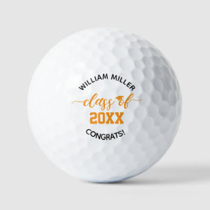 Orange Class of 2025 Graduation Custom Name & Text Golf Balls