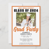 Orange Class of 2025 Photo Modern Graduation Party