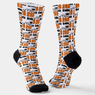Orange Class of 2026 Graduation Socks