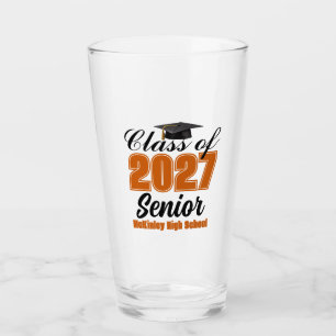 Orange Class of 2027 Senior Custom High School Glass