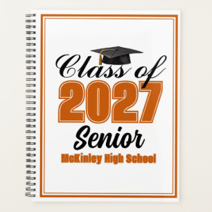 Orange Class of 2027 Senior Custom High School Planner