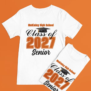 Orange Class of 2027 Senior Custom High School T-Shirt
