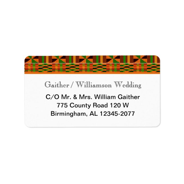 Orange Classic Kente RSVP Return Labels (Front)