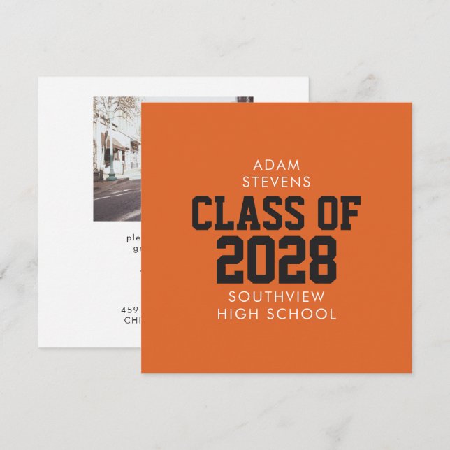 Orange Classic Varsity Graduate Party Invitation (Front/Back)
