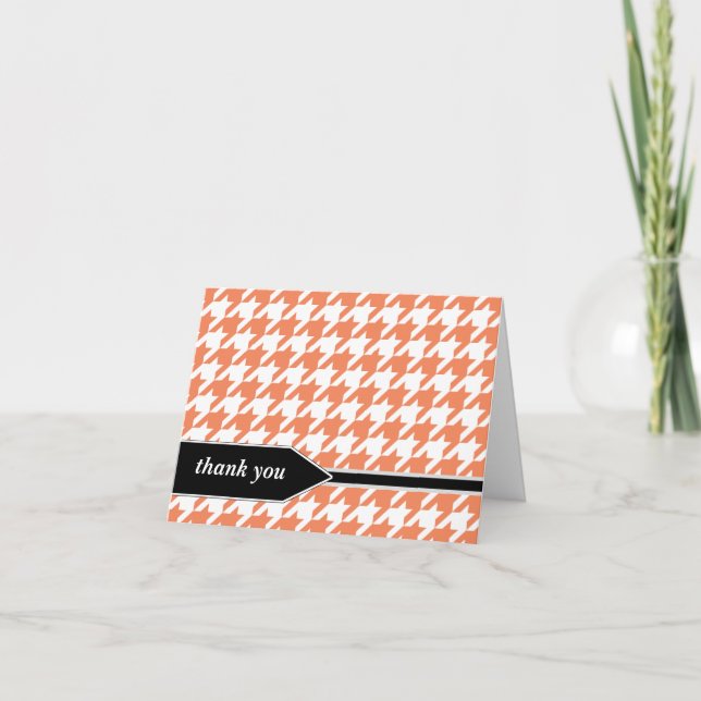 Orange Classy Houndstooth Thank You cards (Front)