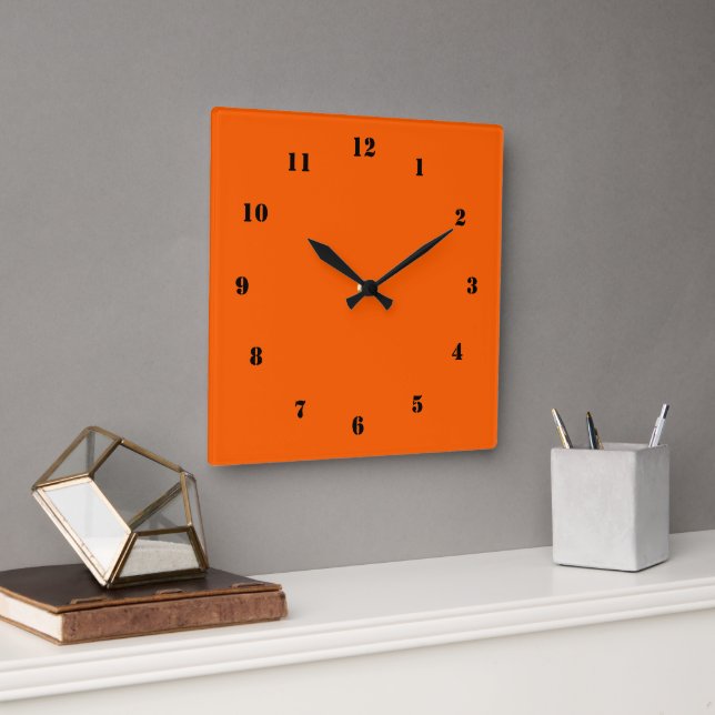 Orange Clock Black Numbers Custom Colours and Font (Office)