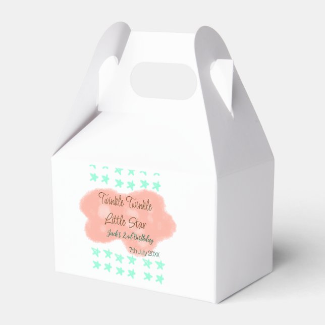 Orange clouds twinkle twinkle little stars green  favour box (Front Side)