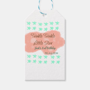 Orange clouds twinkle twinkle little stars green gift tags
