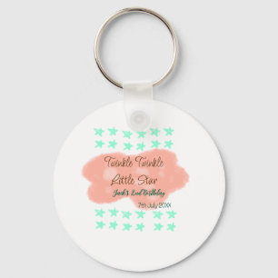 Orange clouds twinkle twinkle little stars green key ring