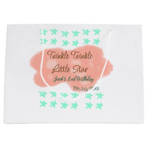 Orange clouds twinkle twinkle little stars green  large gift bag