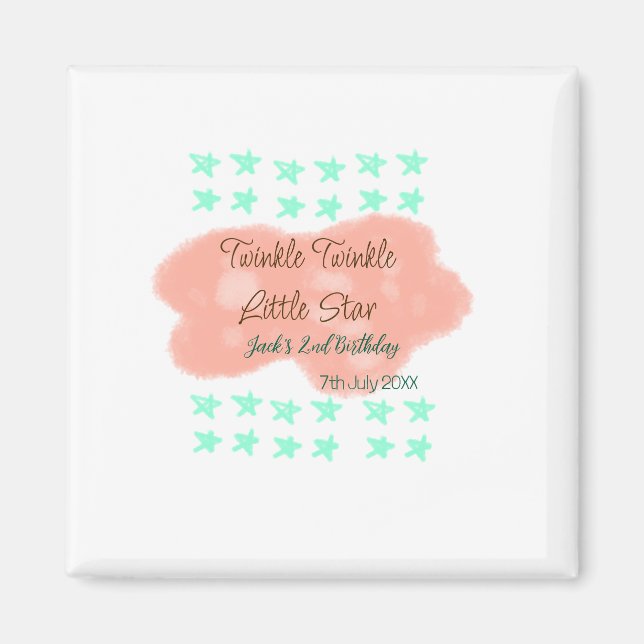 Orange clouds twinkle twinkle little stars green  magnet (Front)