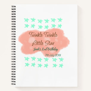 Orange clouds twinkle twinkle little stars green  notebook