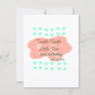 Orange clouds twinkle twinkle little stars green  postcard