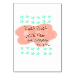 Orange clouds twinkle twinkle little stars green  table number