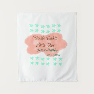 Orange clouds twinkle twinkle little stars green tapestry