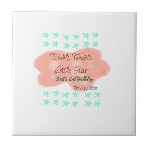 Orange clouds twinkle twinkle little stars green tile