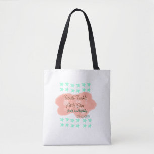 Orange clouds twinkle twinkle little stars green tote bag