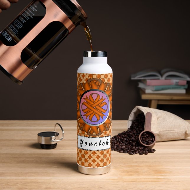 Orange Clover Ribbon by Kenneth Yoncich Water Bottle (Coffee)