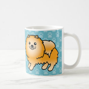 Orange Coat Pomeranian Dogs On Blue Coffee Mug