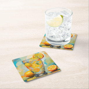 Orange Cocktail AI art coaster