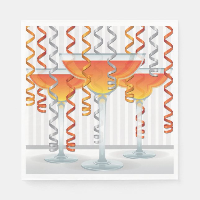 Orange cocktail and ribbon napkin (Front)