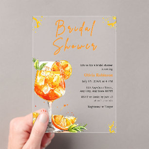 Orange Cocktail Drink Aperol Spritz Bridal Shower  Acrylic Invitations