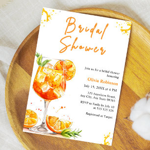 Orange Cocktail Drink Aperol Spritz Bridal Shower  Invitation