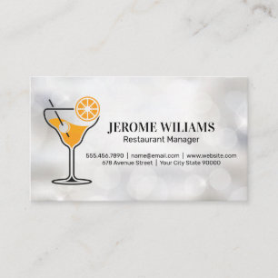 Orange Cocktail Drink Restaurant Business Card