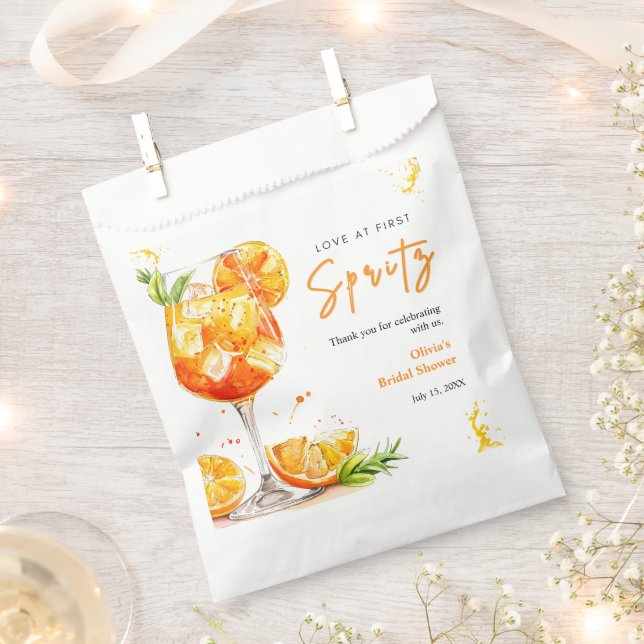 Orange Cocktail Love at First Spritz Bridal Shower Favour Bags (Clipped)